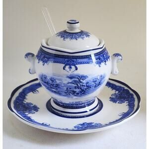 Sugar Bowl Saucer-Brownlow-Heritage Blue-"Kensington Blue"-Porcelain